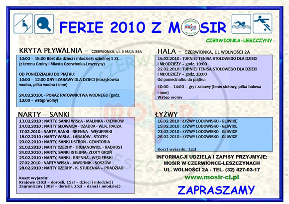 Ferie z MOSiR - Palowice.NET